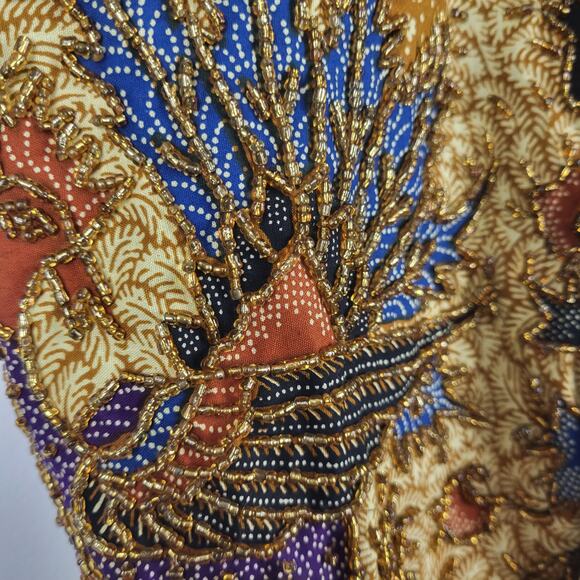 SOLD | Vintage 80s Kenar Beaded Sequin Cotton Button Front Vest | One Size - Picture 8 of 12